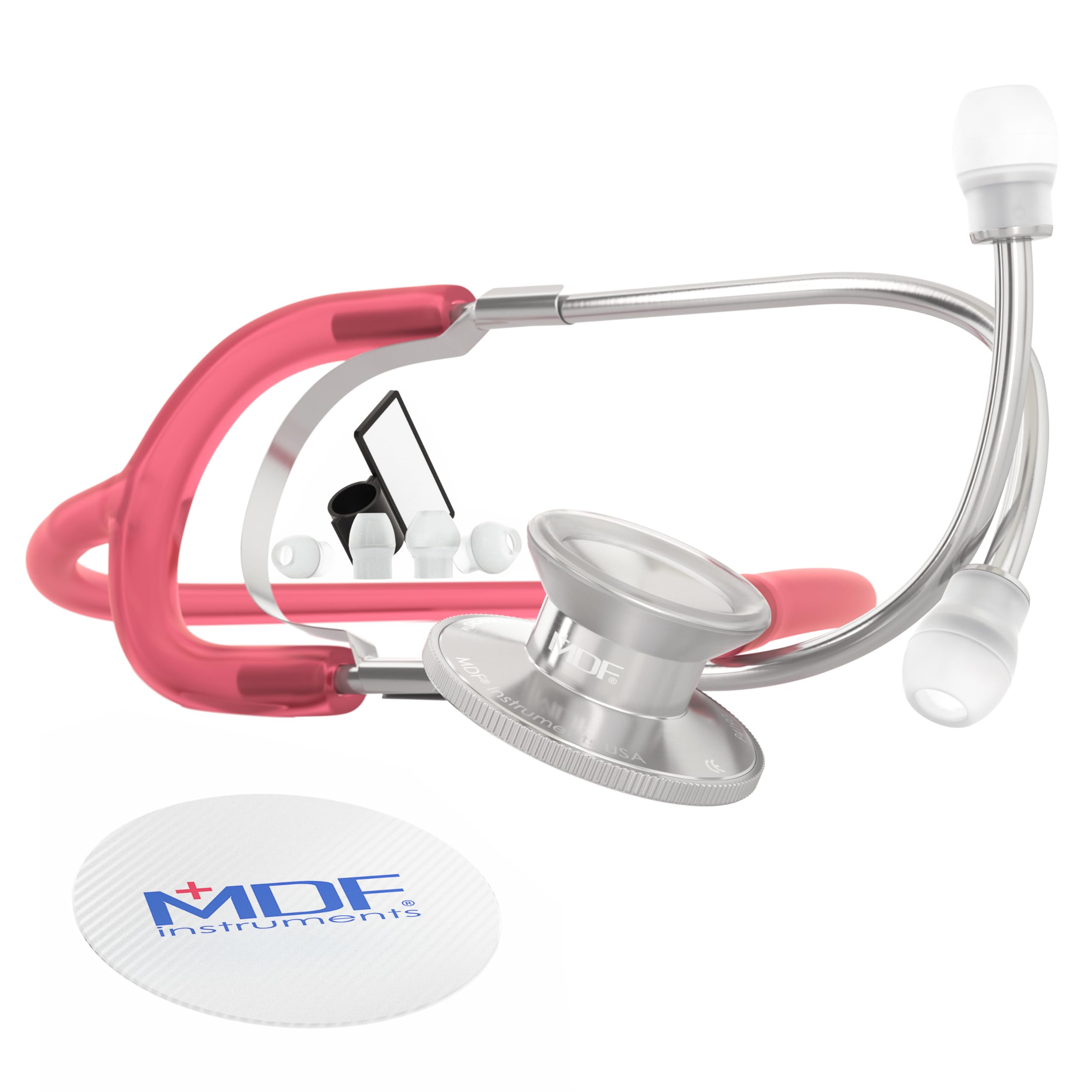 MDF Instruments, Dual Head Lightweight Stethoscope, (Translucent Red (Spice), MDF747ISP