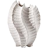 BUICCE Ceramic Coastal Vase for Flowers, Large Off White Decorative Piece, Modern Styling for Home or Office