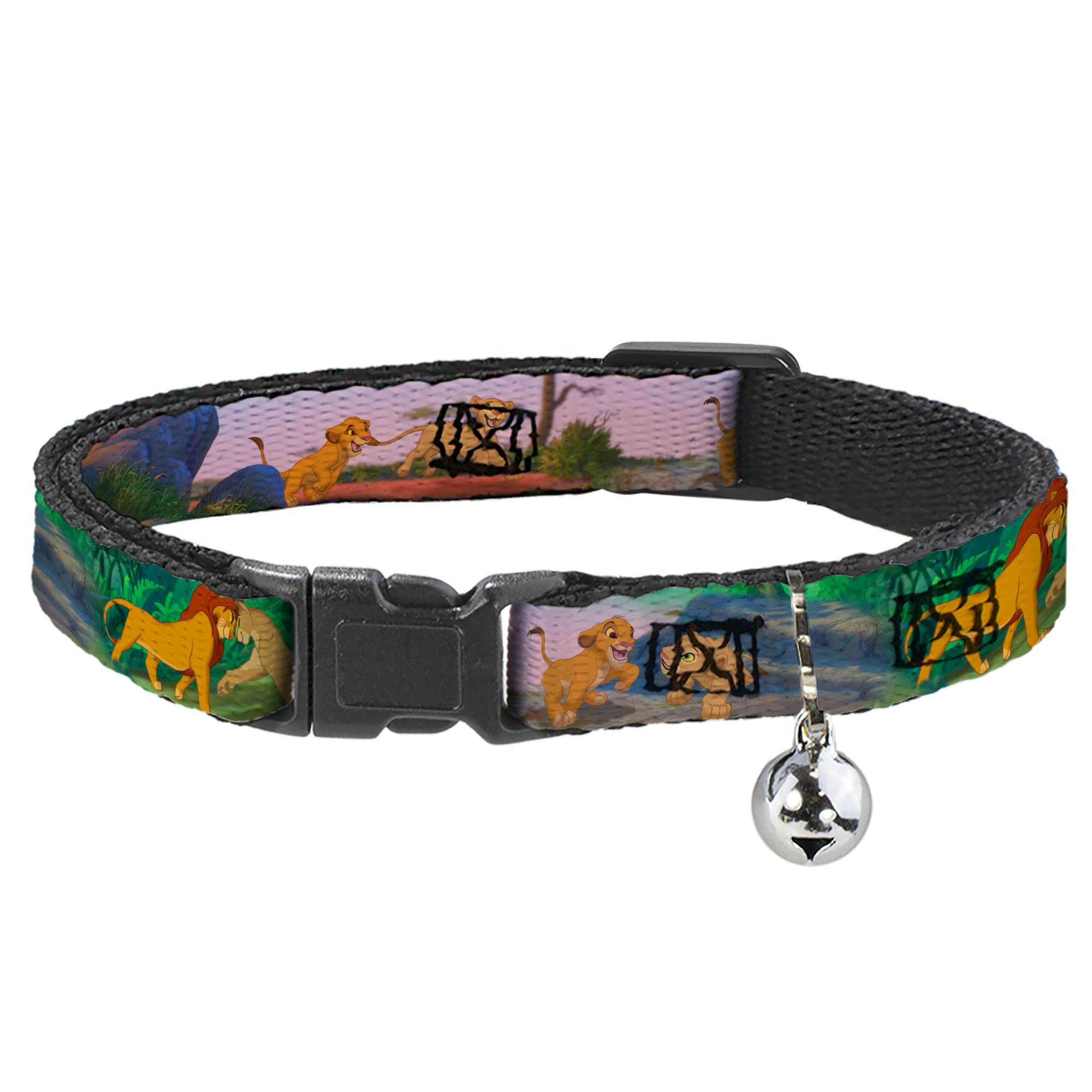 Buckle-Down Cat Collar Breakaway Lion King Simba Nala Growing Up Scenes, Multicolor, 1/2" Wide - Fits 8-12" Neck - Medium (BAC-WDY039-NM)