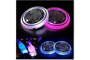 Z-ONEMART 2PCS LED Car Cup Holder Lights, Light up Car Coasters for Cup Holders 7 Colors Changing USB Charging Mat Waterproof Cup Pad, Car Gifts for Men & Women