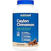 Nutricost Organic Cinnamon (Ceylon Cinnamon) 1,200mg Serving, 150 Capsules - Gluten Free, Non-GMO