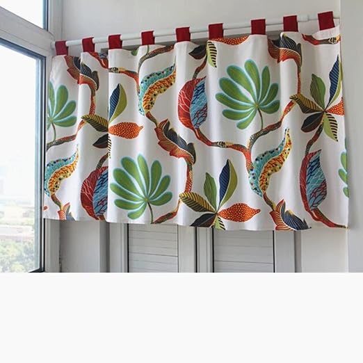 Amazon Com Abreeze Colorful Leaf Pattern Cafe Curtains Kitchen
