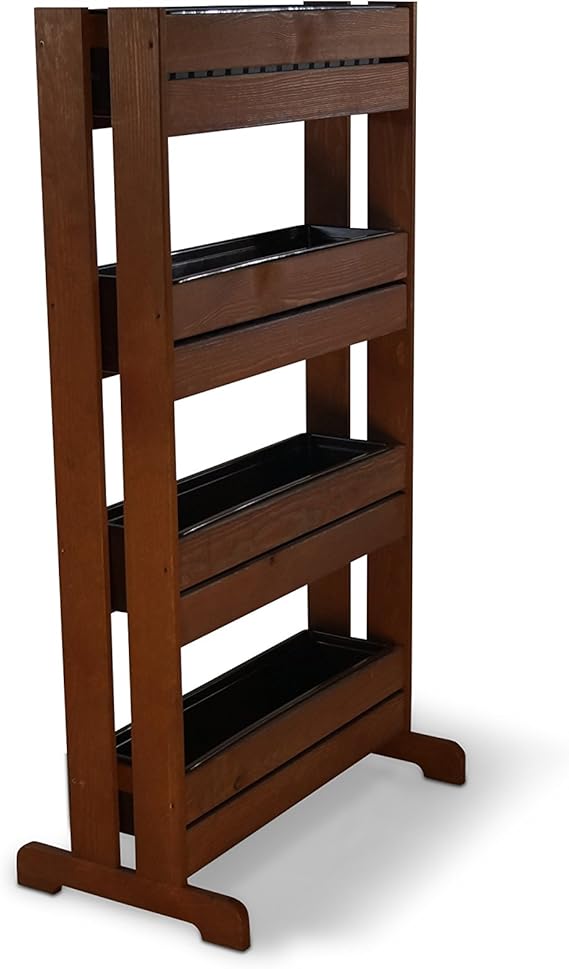 Soporte vertical de madera para plantas con 4 maceteros de ...