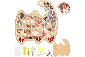 rytopt DIY Mosaic Tiles for Crafts, Mixed Colour Cat Mosaic Kit, Glass Mosaic Pieces, Mosaic Making Supplies, Mosaic Puzzle Material, Handmade Home Decor Gifts (cat)