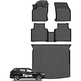 Wayhigh® Floor Mats for Volkswagen Tiguan 2018 2019 2020 2021 2022 2023 2024 (Only 5 Seats) All Weather TPE Car Mats Cargo Mat Waterproof Anti-Slip Floor Liners VW Tiguan Accessories- Black