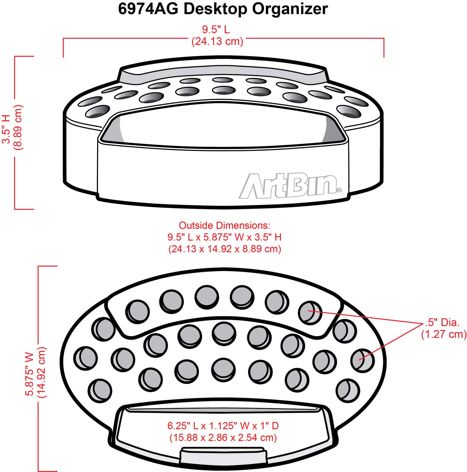 ArtBin 6974AG Desktop Accessory Storage with 24 Slots, [1] Art & Craft Organizer, White