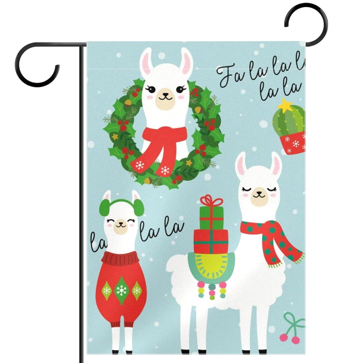 Garden Flag Christmas Cute Llama And Alpaca 12×18 Inch Double Sided Design Decorative Yard Banner Garden Flag Holiday Flag for Party Home Outdoor Decoration