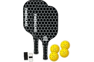 Feel my rhythm Pickleball Paddles Set of 2 with 4 Balls - USAPA Approved Fiberglass Surface, Lightweight, Non-Slip Grip - Premium Paddle Set for All Skill Levels Indoor & Outdoor