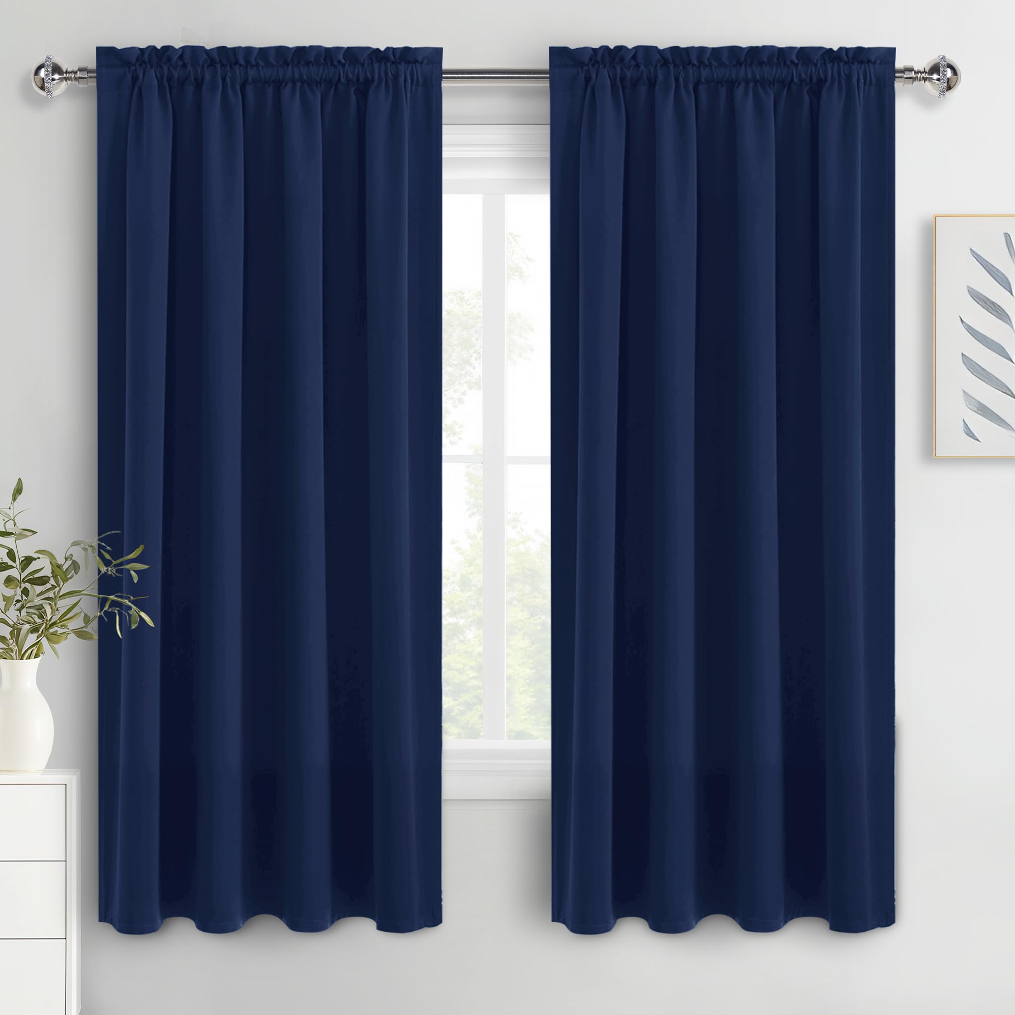DWCN Blackout Curtains 63 Inch Length for Bedroom 2 Panels Set, Room Darkening Insulated Thermal Drapes for Living Room, Rod Pocket Window Treatment for Kids Boys Room (W52 x L63 Inch, Navy Blue) Image DWCN Blackout Curtains 63 Inch Length for Bedroom 2 Panels Set, Room Darkening Insulated Thermal Drapes for Living Room, Rod Pocket Window Treatment for Kids Boys Room (W52 x L63 Inch, Navy Blue) Image