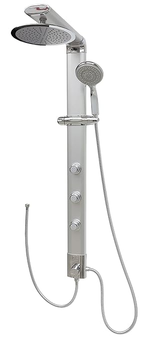 Duschpaneel Massagedusche Regendusche Duschsystem Shower Panel Wellnessdusche Dusche Duschkopf Brausekopf Silber