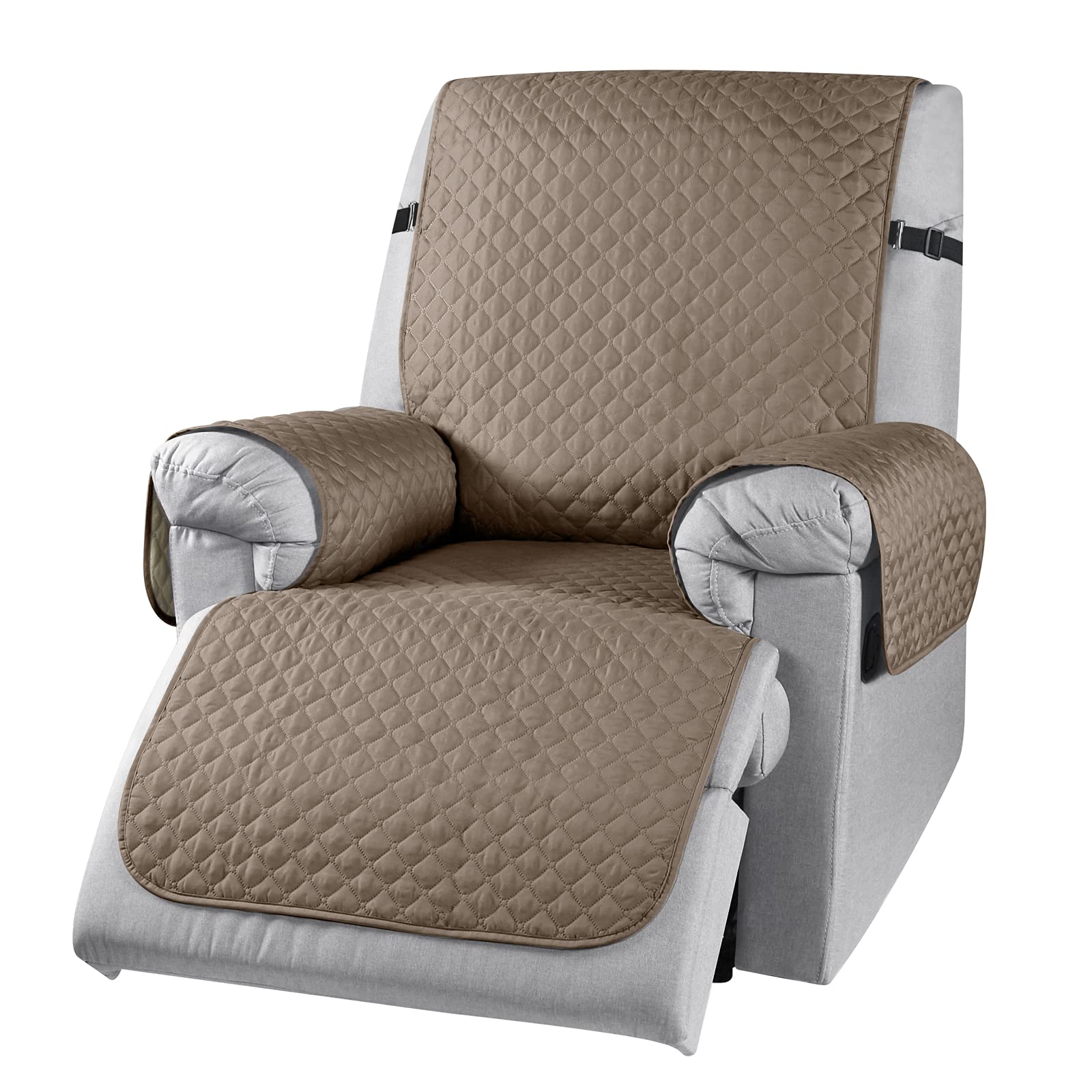 TAOCOCO Recliner Covers,1 Seater Recliner Chair Slipcover, Recliner Protectors,Recliner Sofa Covers for Pets, Washable Armchair Slip Covers with Elastic Strap(Brown)