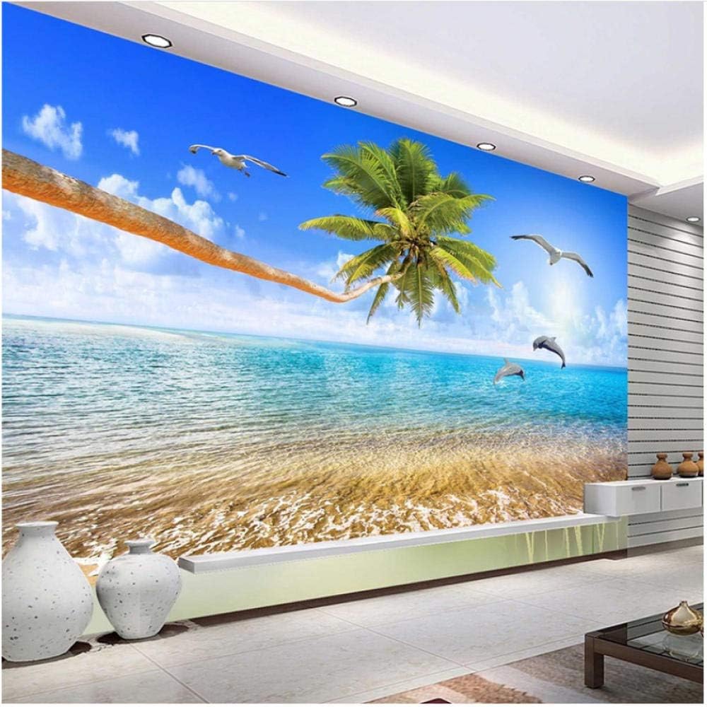 Amazon Xbwy 装飾壁画 美しい海の景色ココナッツイルカ自然風景写真壁画壁紙リビングルームの寝室の家の装飾 250x175cm 壁紙