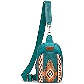Wrangler Aztec Sling Bag for Women Western Knitted Crossbody Purse and Chest Bag With Adjustable Strap