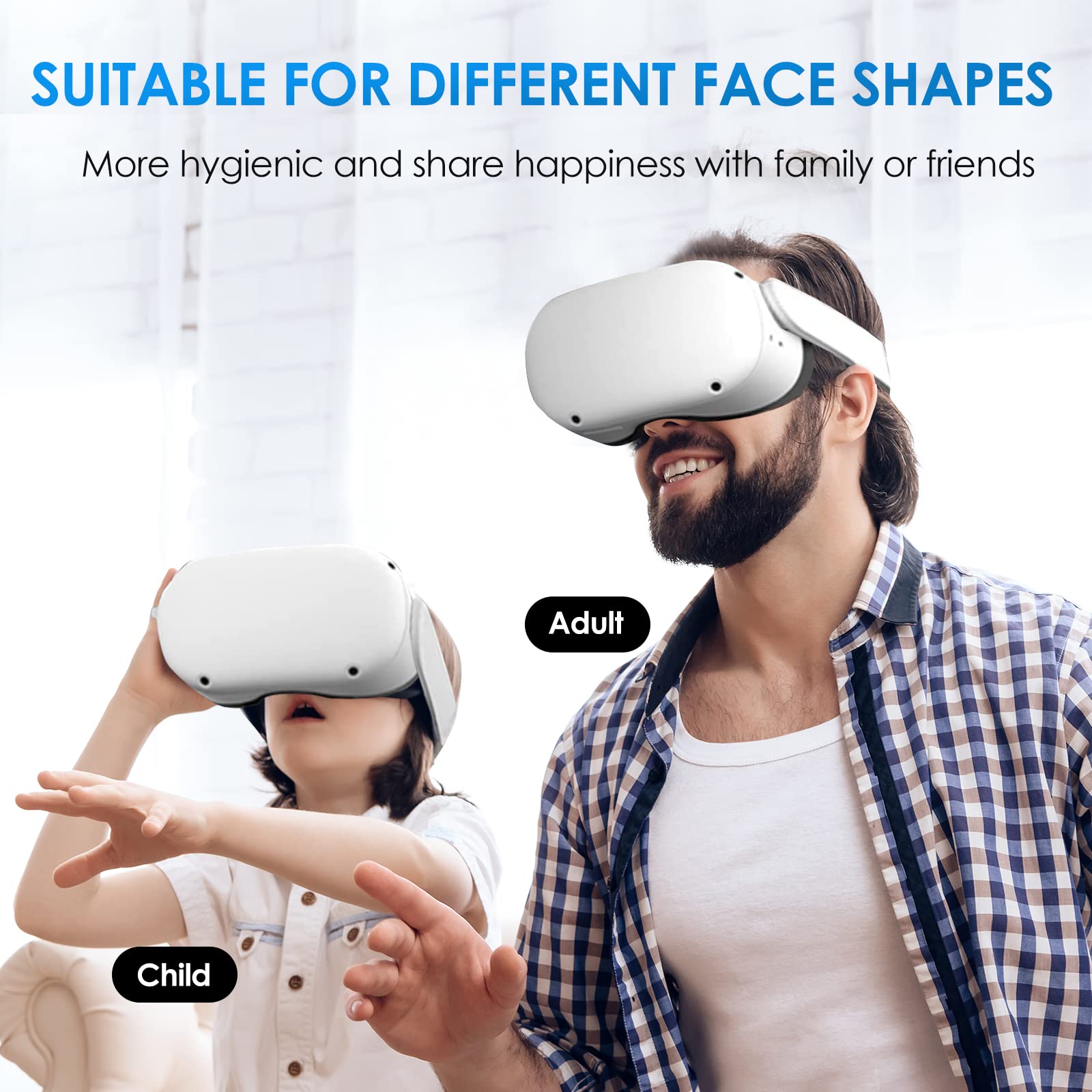 SUPERUS Facial Interface for Oculus/Meta Quest 2 Accessories (Upgraded Version), with 2 PCS Face Cover Foam Pad Replacements, Anti-Light Nose Pad (L/S), Lens Protector, Glasses Spacer (7-in-1 Kit)