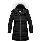 CTFASHION Girl's Winter Coat Kids Long Puffer Jacket Waterproof Snow Parka Warm Puffy Dress Coat with Removable Fur Hood