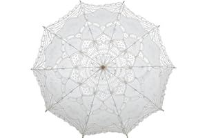 Bestage 30.7" Women's Handmade White Wedding Bridal Dance Vintage Lace Parasol Umbrella for Decoration Photo Tea Party Adult Size
