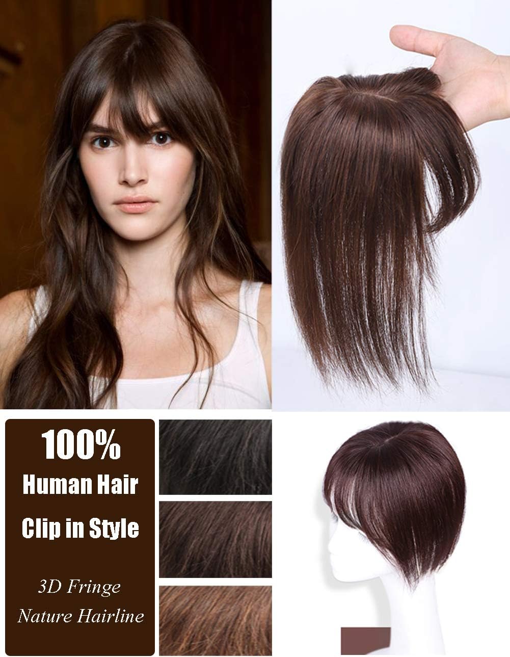 Middle Part Silk Part Base Human Hair Topper 7x10cm Crown Straight Clip ...