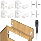 Juexica False Cabinet Front Clip False Drawer Front Clips Sink Tip Out Snap with Screws Screwdrivers for Hardware Replacements(White,4 Pairs)