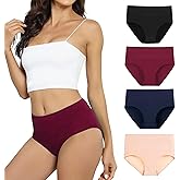 LaNavisse Cotton Underwear for Women High Waist Ladies Panties Breathable Full Coverage Briefs 4 Pack (Regular & Plus Size)