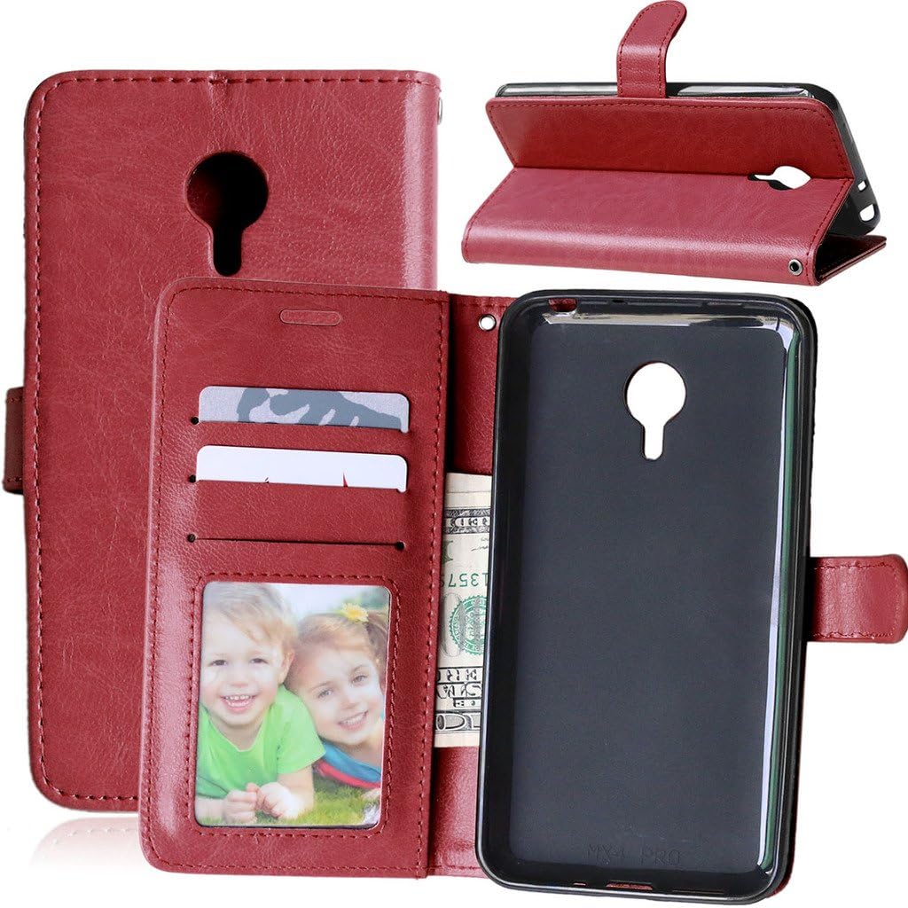 FUBAODA for Meizu MX4 Pro Flip Case + Free Charger Data Sync Cable, [Photo View] PU Leather Wallet with Card Slots and Stand Case for Meizu MX4 Pro (5.5 inch) (Brown)