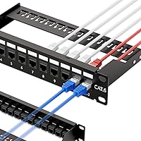 iwillink 10Gbps 12 Port Patch Panel, Cat6 Patch Panel RJ45 Through Coupler UTP 10-Inch with Back Bar, Wallmount or Rackmount,