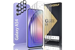CWQZGUF [4+3 Pack Galaxy A54 Screen Protector, 4 Pack Tempered Glass with 3 Pack Camera Lens Protector, High Clarity, Anti-Shatter, Bubble Free for Samsung A54 5G Screen Protector