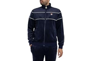Fila Men's Vittorio Velour Jacket, Navy/Gardenia, L