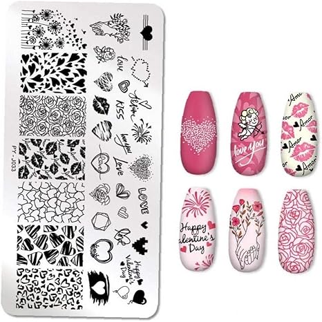 Amazon Co Jp プレート ラブローズフラワースタンププレート ステンレススチール ネイルアート ステンシルツール スタンピング バレンタインネイル ホーム キッチン