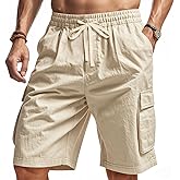 TRFIC Men's Beach Cargo Shorts Waist with Drawstring Light Weight Multi-Pocket for Summer Outdoor Wear Athletic Short Pant