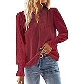 Falechay Boho Tops for Women V Neck Blouses Flowy Swiss Dot Dressy Casual Lace Womens Long Sleeve Shirts Trendy 2026