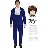 POEWAUVE Blue 60s Costume Groovy Costumes Swinge rFor Men 1960s Movie Halloween Costumes