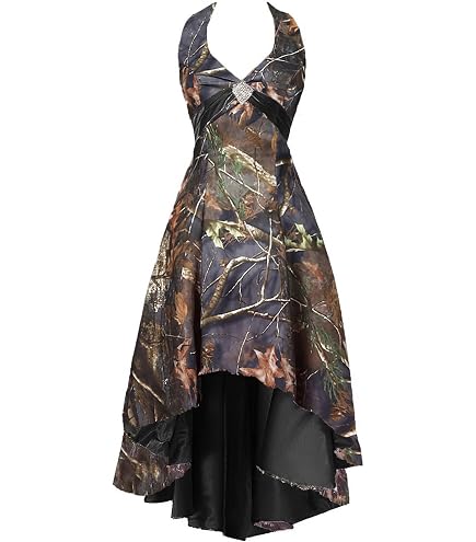 LEJY Women's Camo Bridesmaid Dresses for Wedding Halter High Low Wedding Bridal Dress Satin Formal Prom Party Gowns Baby Blue 0 : Clothing, Shoes & Jewelry