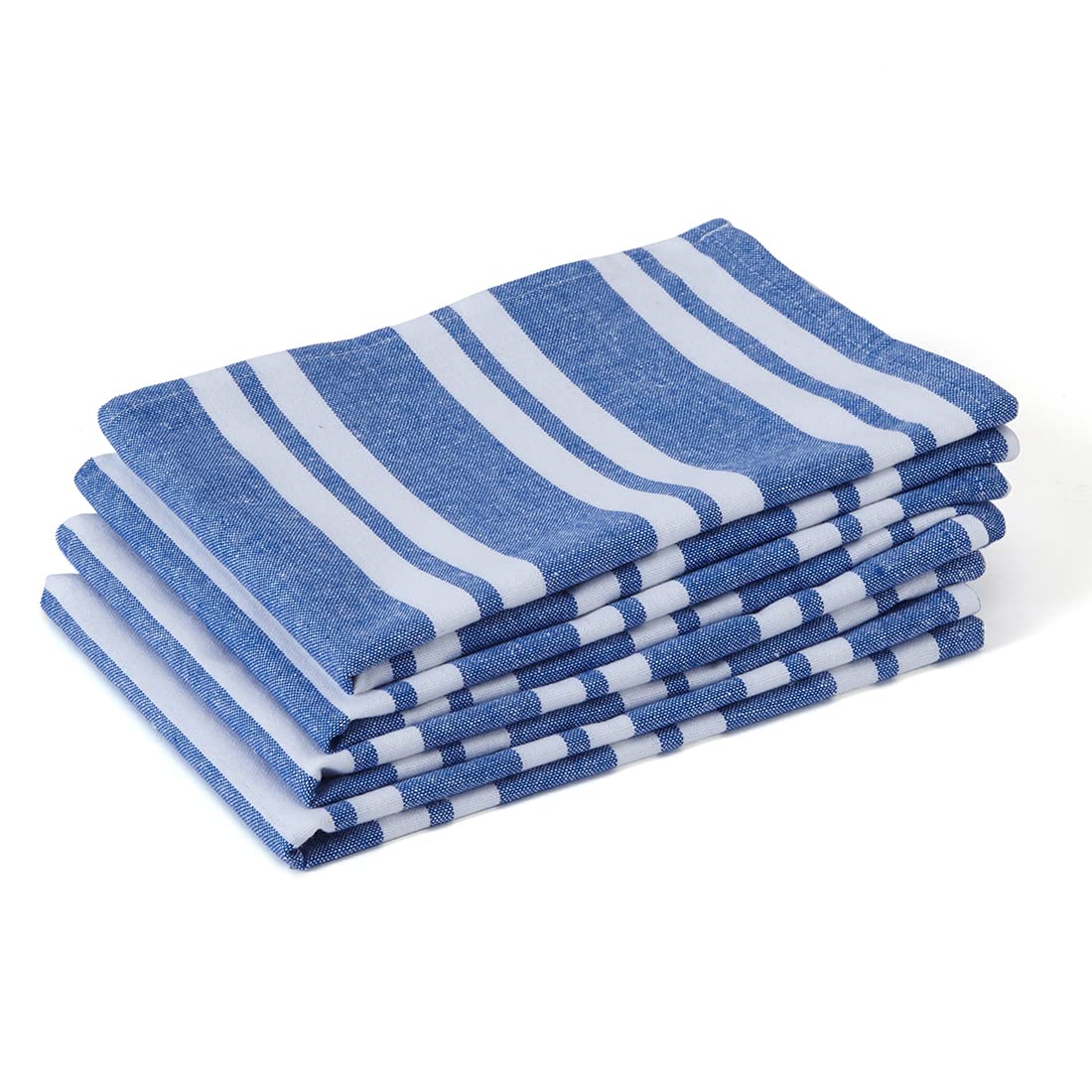 Encasa XO Kitchen Cloth for Cooking | Cotton Hand Towel for Quick Drying Dishes | 70x45 cm Tea Towels | Highly Absorbent for Cleaning of Plates & Glasses | Franca Blue Stripes (Set of 4 Pieces)