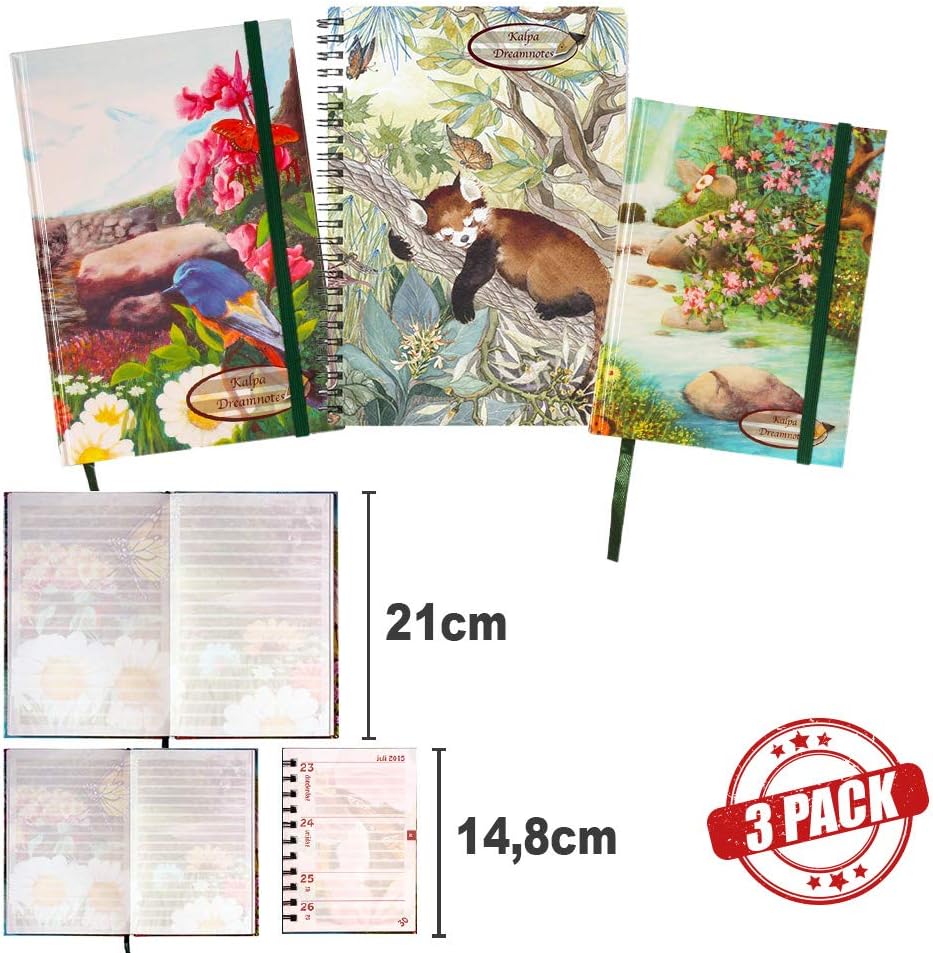 7110 Kalpa 3 Organiser Notebook Office Diary Home Planner Appointment Books 1 A5 & 2 A6 Spiral Agendas - Pack of 3