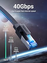UGREEN Ethernet Cable 20M Cat 8 Flat 40Gbps 2000MHz RJ45 LAN Patch Cord view 2