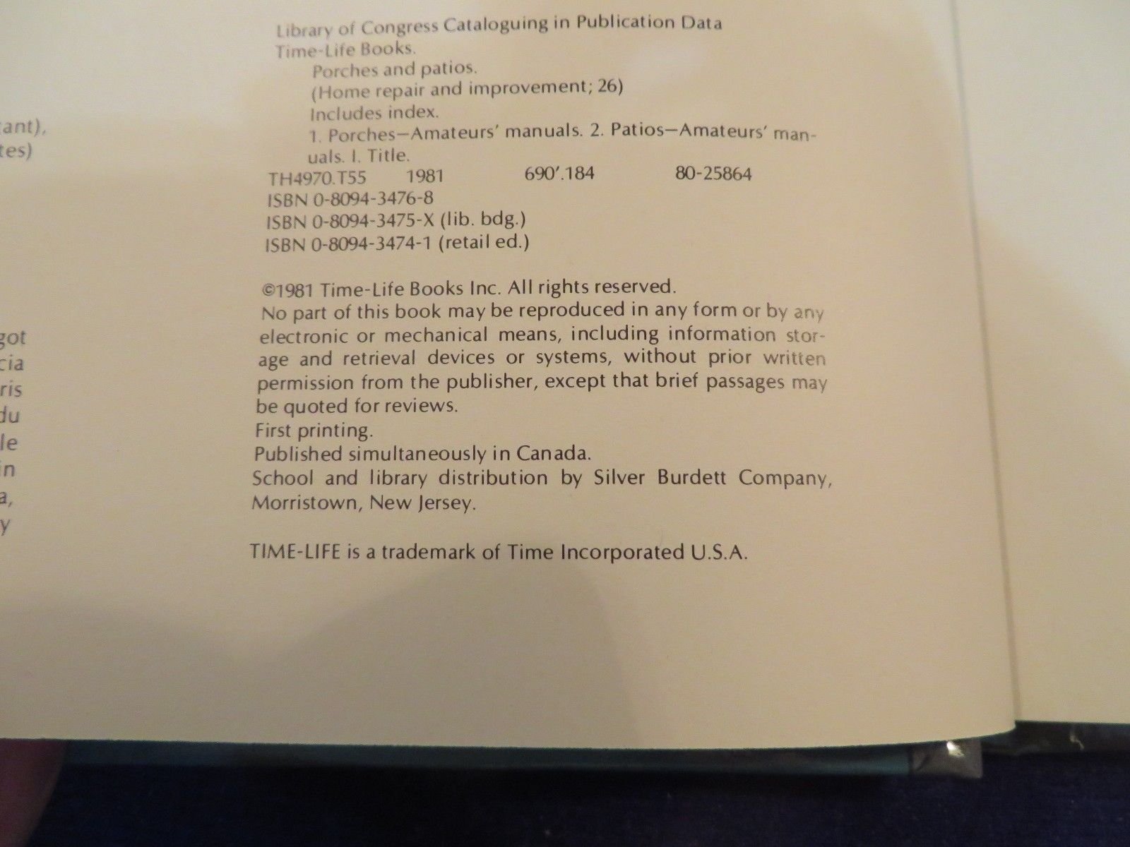 1981 PORCHES & PATIOS Hardcover by TIME LIFE BOOKS Home Repair &  Improvement: NONE: 0715957499226: Amazon.com: Books