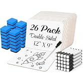 26 Pack Dry Erase Lapboards 12" x 9" - Bulk Mini White Boards for Students | Double Sided Small Whiteboards with 26 Markers &amp; Erasers , for Kids, Teachers &amp; School , Classroom Dry Erase Boards Supplies