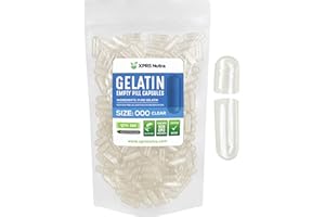 XPRS Nutra Size 000 Empty Capsules - 500 Count Clear Large Empty Gelatin Capsules - Pills for DIY Supplement Capsule Filling - Fillable Color Gel Caps Pills for Do-It-Yourself Supplements