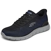 Skechers Men's Track Revno Hands Free Slip-in Sneaker | Hands Free Slip-ins, Air-Cooled Memory Foam, Machine Washable, Lightweight, Engineered Mesh Ombre, Round Stretch Lace Slip-on