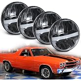 UNI-SHINE 5 3/4'' 5.75 Inch LED Headlight Round 4pcs Reflector Hi/Lo Beam With DRL Sealed Beam H5001 H5006 Compatible With Peterbilt 349 359, Chevy Impala 59-76, Dodge