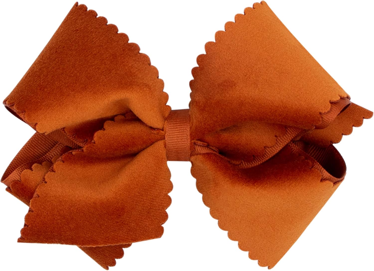 Bows & Ribbons - Wee Ones Girls' Grosgrain Hair Bow with Scalloped Edge Faux Velvet Overlay