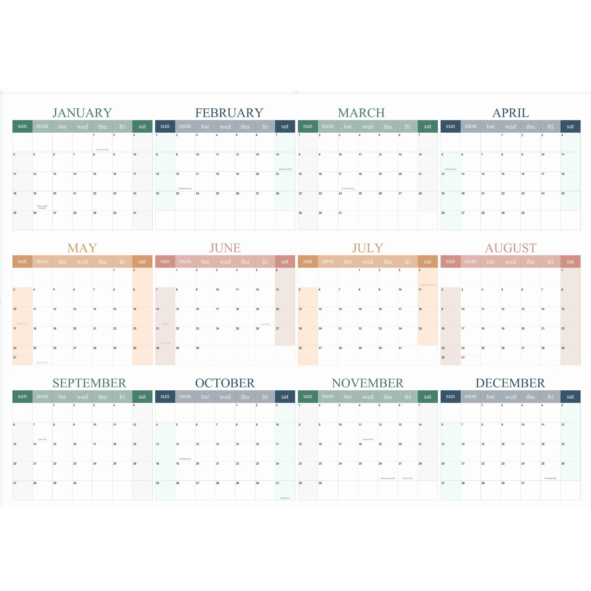 Photo 1 of Litacimi Yearly Wall Calendar 2026, Full Year Wall Calendar 2026 One Page, Large Colorful Calendar One Glance, Horizonal, 32?X45?(Open), Paper Folded
