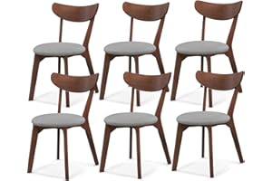NAFORT Dining Chairs Set of 6/4/2, Modern Fabric Upholstered Dining Room Chair, Farmhouse Wooden Kitchen Chairs with Curved B