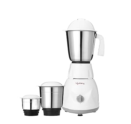 Lifelong Power Pro 500-Watt Mixer Grinder with 3 Jars (White/Grey)