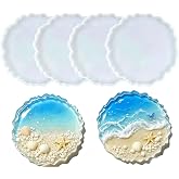 Resin Coaster Molds, 4 Pcs Silicone Agate Coaster Molds for DIY Making Resin Coasters, Cups Mat (Flower)