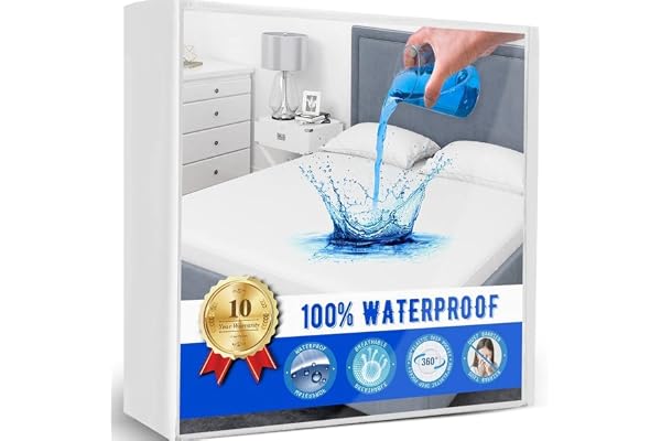 Queen Mattress Protector,Mattress Cover Queen Size Bed, Waterproof Mattress Protector Queen Size Noiseless Queen Mattress Cov