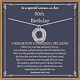 PAERAPAK Birthday Gifts for Women, Sterling Silver Chain Circles Necklace 30th 40th 50th 60th 70th 80th 90th Birthday Necklace for Her Woman 30 40 50 60 70 80 90 Years Old Birthday Gifts for Women