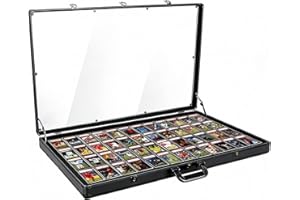 Card Display Case, Large Aluminum Trading Card Case, Tabletop Showcase for Trading Cards, Glass Trade Show Display Case with 
