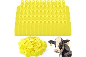 Lothee 100 Pcs Blank Cattle Ear Tags Large Plastic Precision Animal Identification Blank Livestock Ear Tags for Cattle Cow Horse Dog Pig Goat Sheep Farm Management (Yellow)