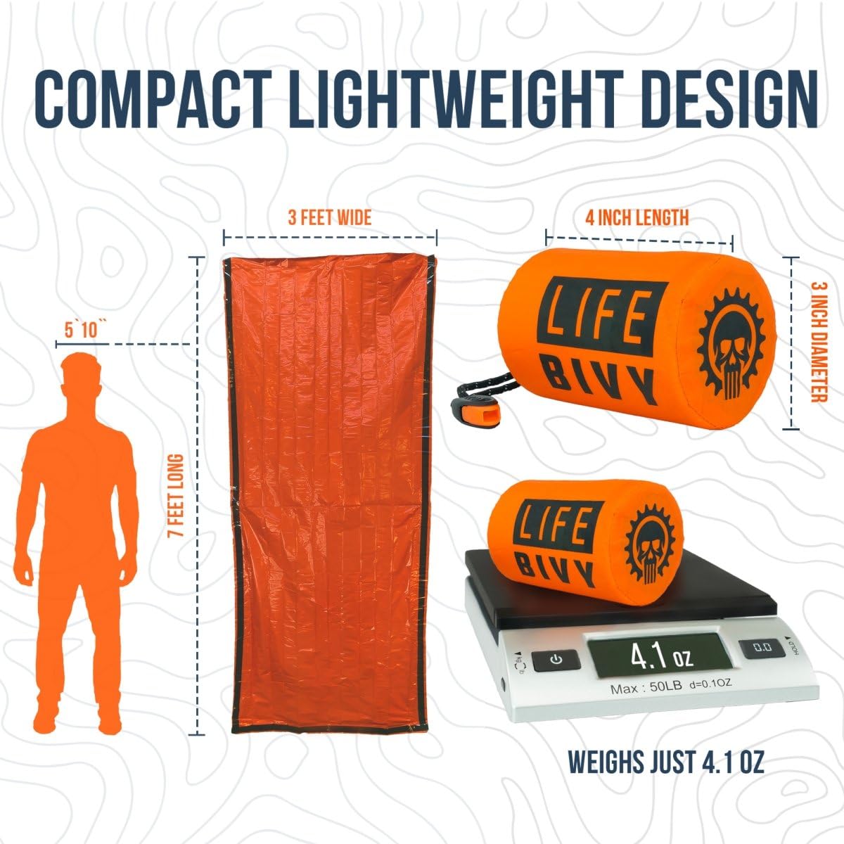 Life Bivy Emergency Sleeping Bag Thermal Bivvy - Use as Waterproof Emergency Blanket, Mylar Sleeping Bag, Survival Sleeping Bag - Includes Nylon Bag with Survival Whistle + Paracord String (Orange) : Sports & Outdoors